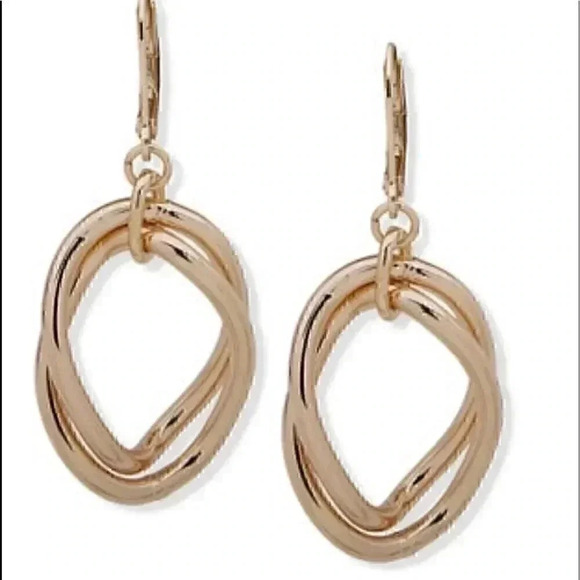 Anne Klein new Gold Orbital Drop Earrings - Picture 2 of 2